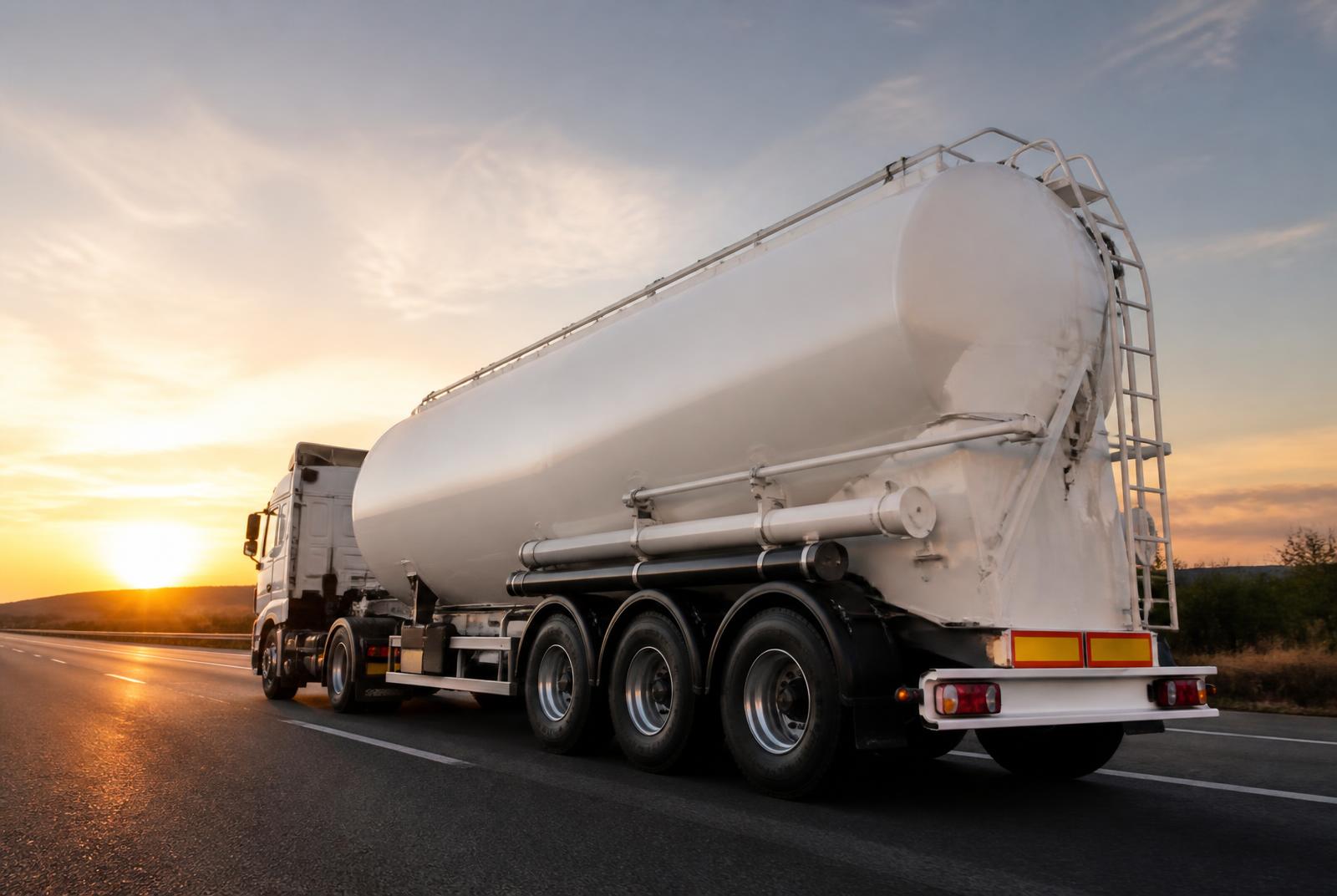 Carreta silo em operação na estrada